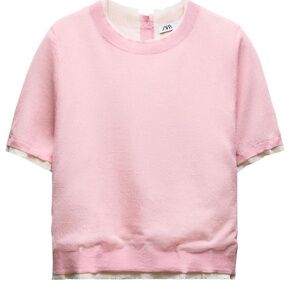 pink linen blend top